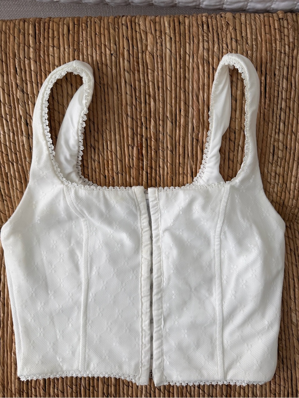 Princess Polly White Textured Corset Tank Top